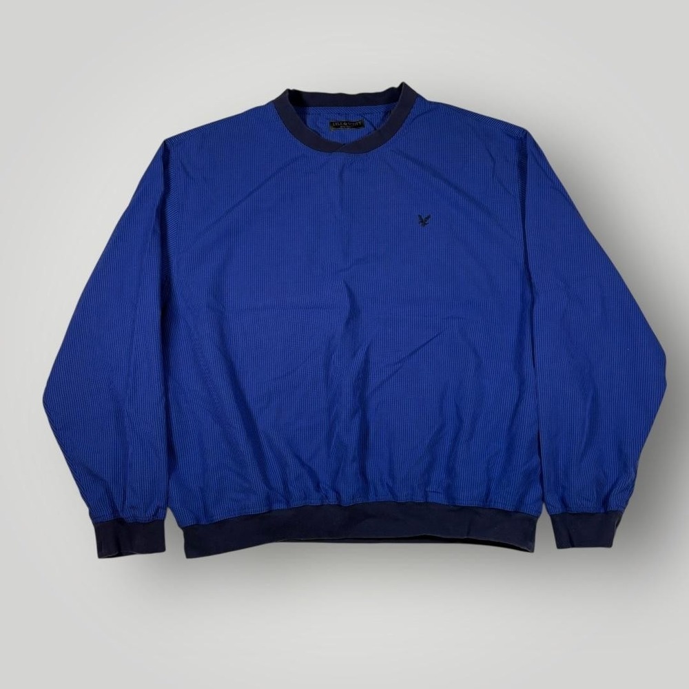 Lyle & Scott Sweatshirt Mens XL Blue Striped Pullover Crewneck‎ Logo Vented
